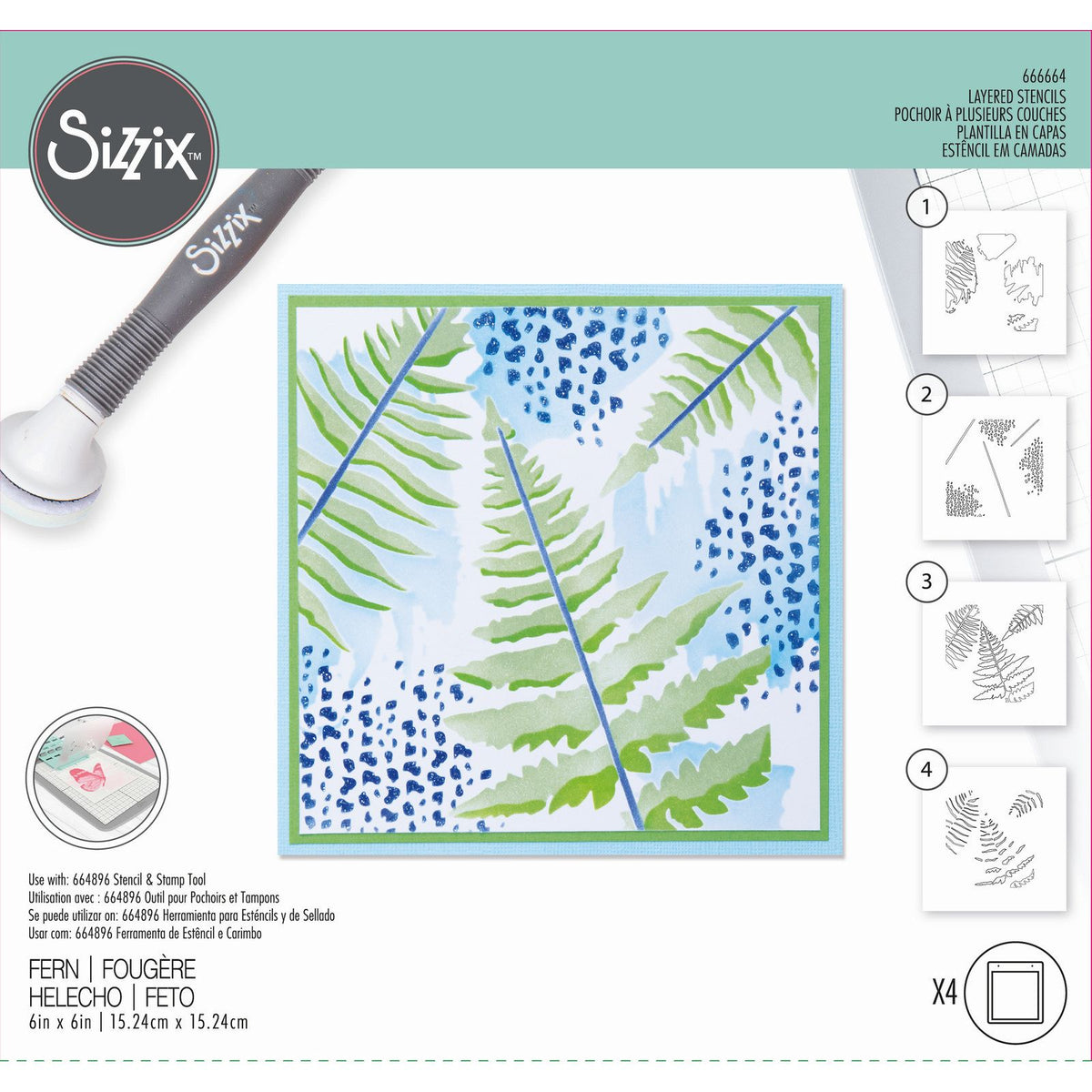 Sizzix • lagdelt stencilbregne 4 stk