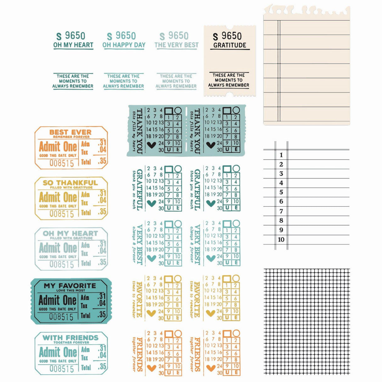 Sizzix • essentials klart stempelsæt a5 med framelits die forever journal 21 stk