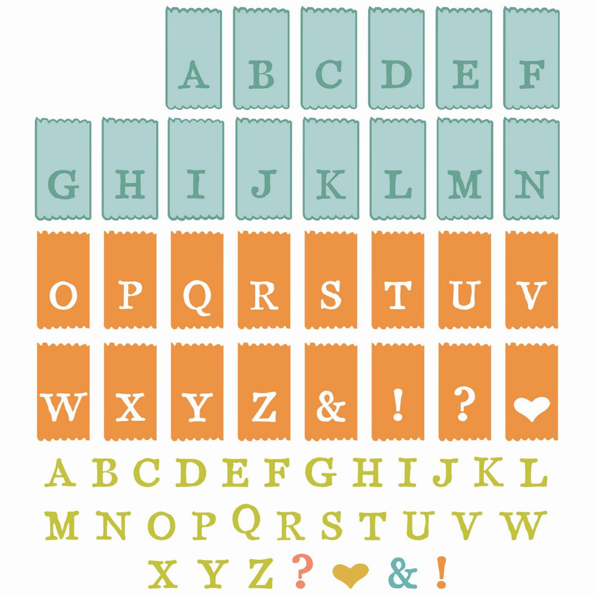 Sizzix • klart stempelsæt a5 med framelits die tab stempel alpha 70stk