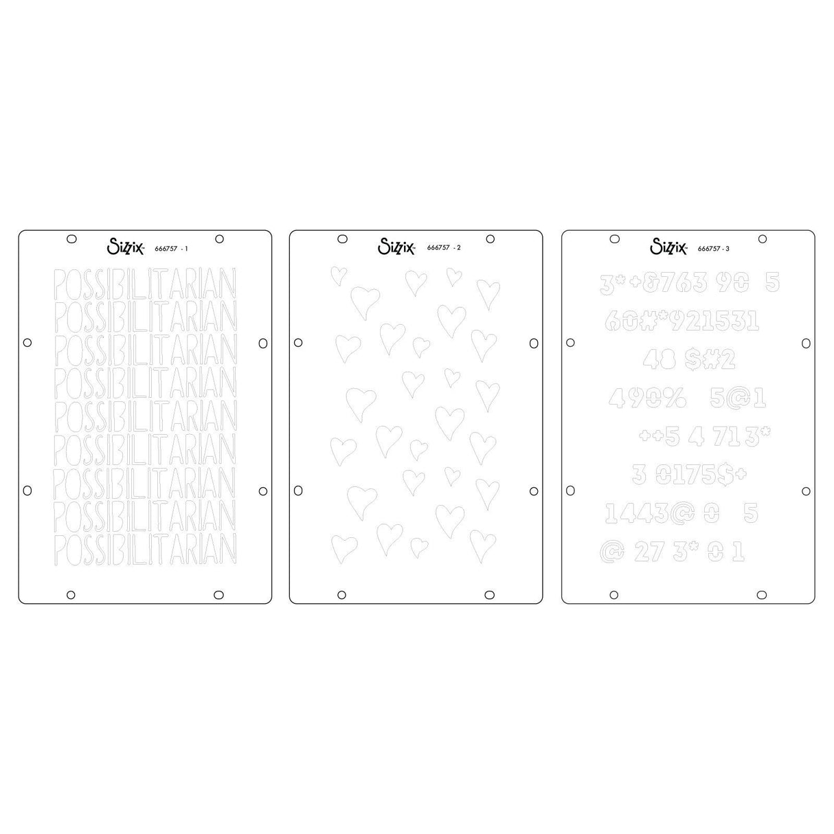 Sizzix • studie frimærker sæt 13 stk 3 stk stencils possibilitarian by cat kerr