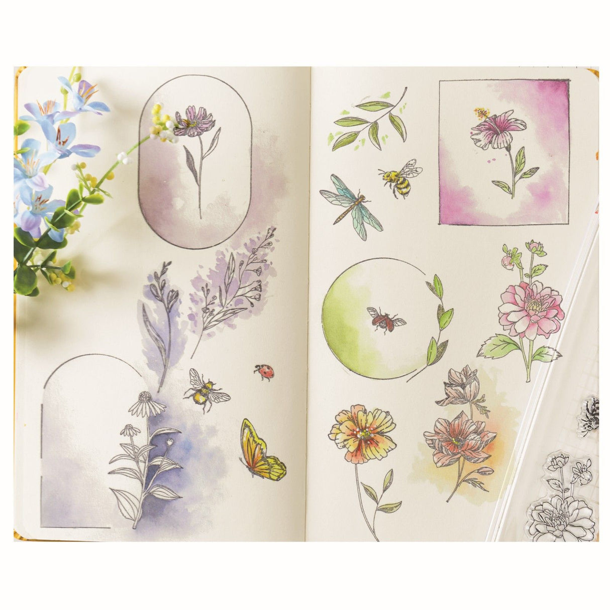 Sizzix • klart stempelsæt 18 stk. blomsterrammer og miniblomster af willow wolfe
