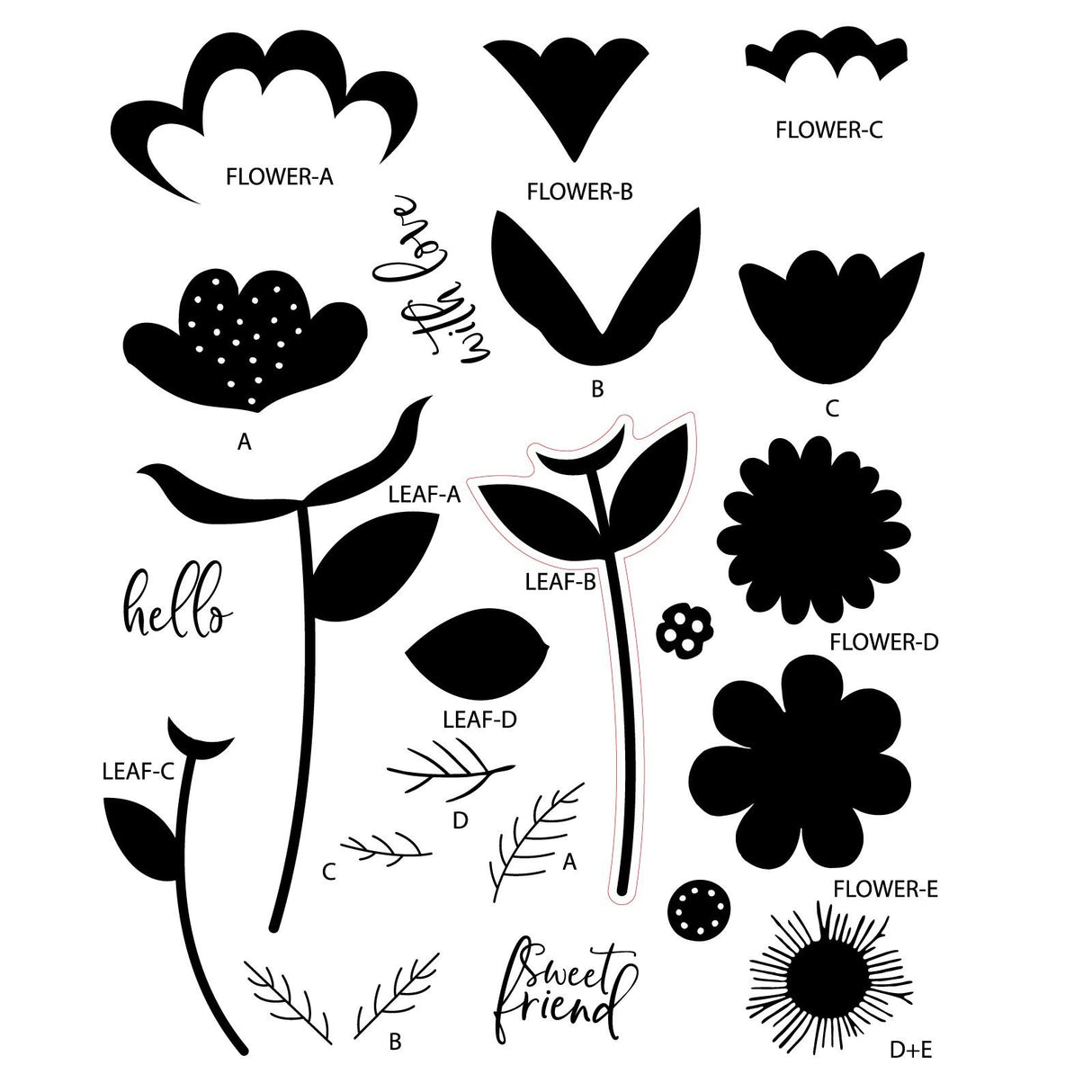 Sizzix • klart stempelsæt whimsy bloom nr.1 by catherine pooler 22stk