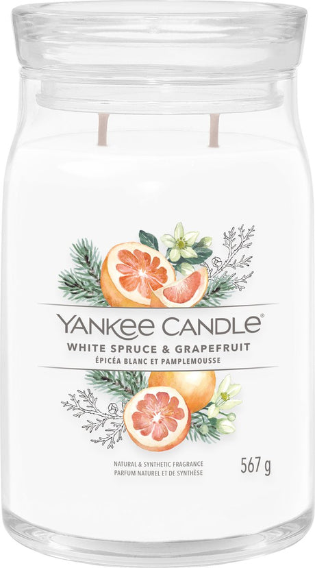Yankee lys - hvid gran grapefrugt stor krukke duftlys - op til 90 brændende timer