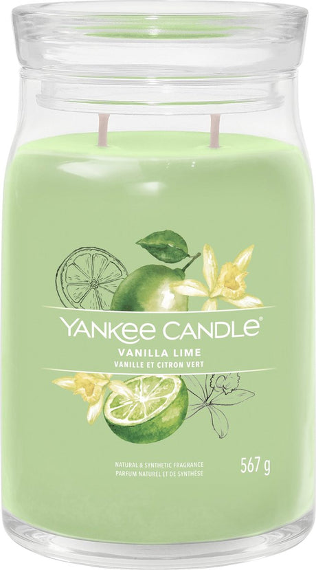Yankee lys - vanilje lime stor krukke duftlys - 90 brændende timer - to væge