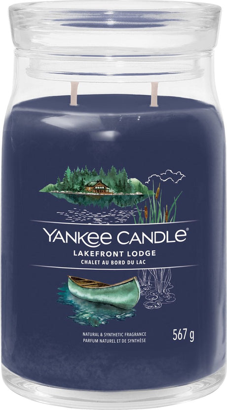 Yankee stearinlys - lodge ved søen stor krukke duftlys - 90 brændende timer - to væge