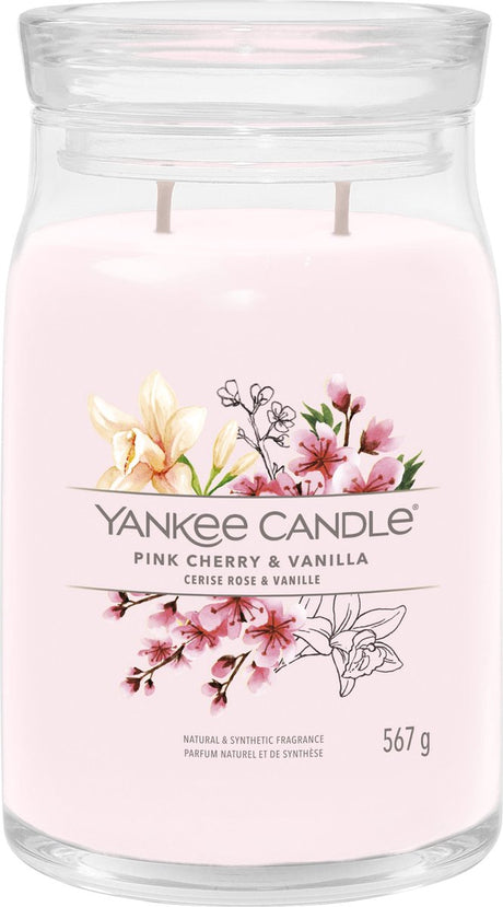 Yankee lys - pink kirsebær vanilje stor krukke duftlys - 90 brændende timer - to væge