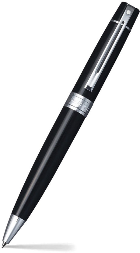 Sheaffer kuglepen 300 e9312 - blank sort forkromet - sf-e2931251