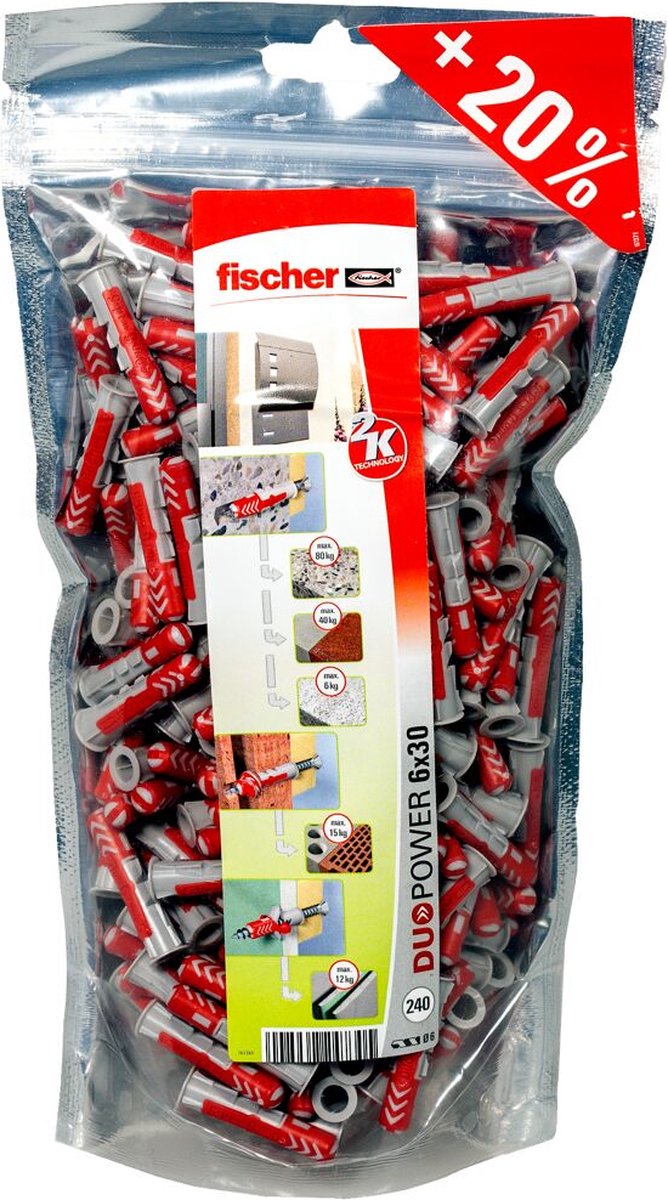 Fischer 536382 duopower 6 bigpack stik 30 mm 6 mm 240 stk.
