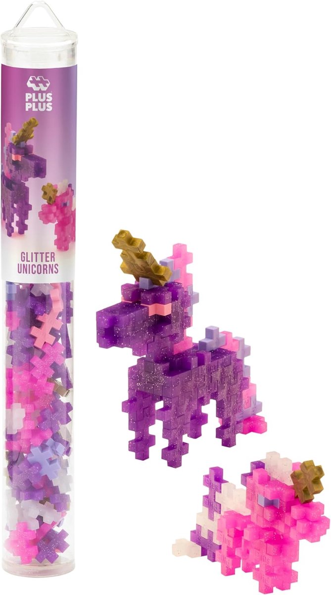 Plus-plus glitter enhjørninger enhjørning – 100 dele byggesæt – 4373 – byggelegetøj – byggelegetøj – sæt med byggeklodser – fra 5 år