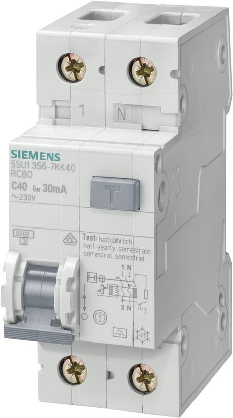 Siemens 5su13566kk16 aardlekschakelaar zekeringautomaat 2-polig 16 a 0.03 a 230 v