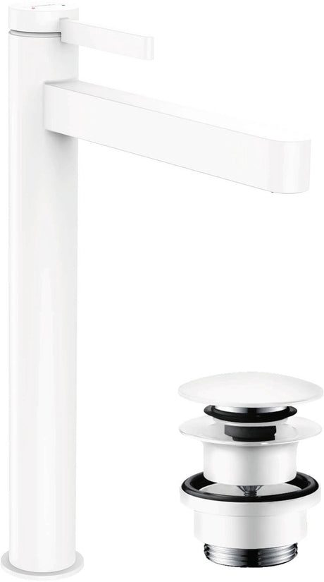 Hansgrohe finoris - håndvaskarmatur - etgrebsbetjening - med aftapningsprop - 260mm - mat hvid