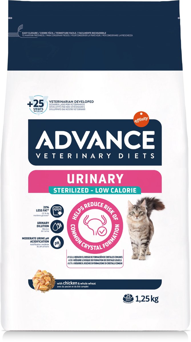 Advance veterinær diæt kat - urin - steriliseret - lavt kalorieindhold - kattefoder - 1,25 kg
