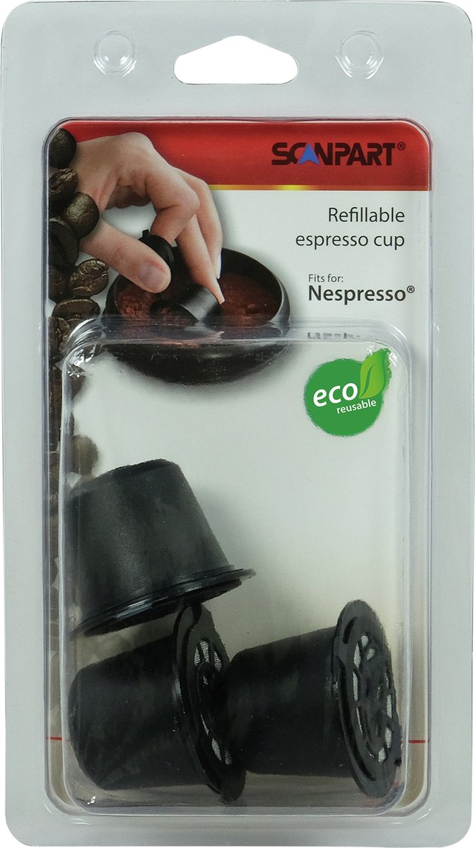 Scanpart genopfyldelig kaffekopholder - til malet kaffe - velegnet til Nespresso-maskiner - alternativ - 3 stk.