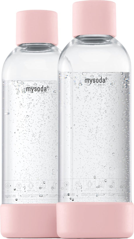 Mysoda - sæt med 2 genanvendelige flasker á 1 liter - lys pink - velegnet til enheder