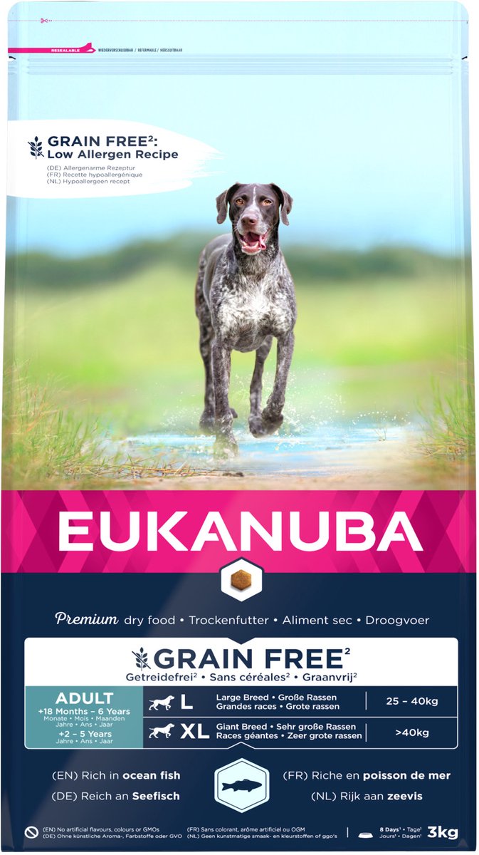Eukanuba voksen storkornsfri havfisk - hundefoder - 3 kg