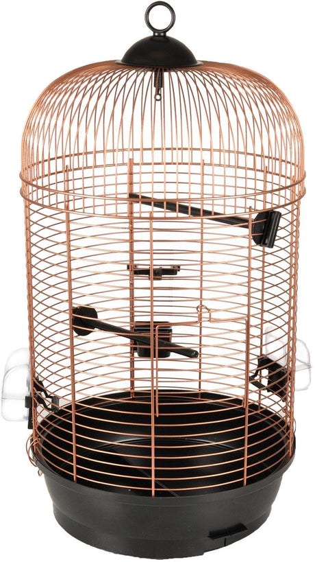 Flamingo vogelkooi – parkietenkooi sanna 2 koper zwart – 35x35x67 cm – met zitstokken eetbakjes – voor parkieten kanaries