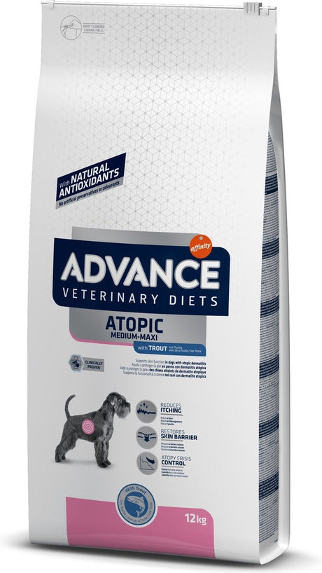 Advance veterinær diæt hund - atopisk pleje - medium maxi - hundefoder - 12 kg