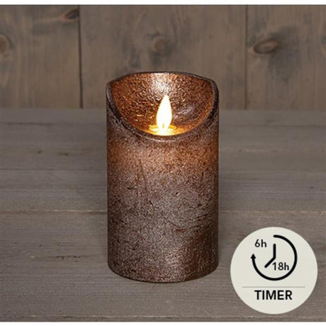 Annas kollektion led rustik søjlelys bronze 7,5x12,5cm