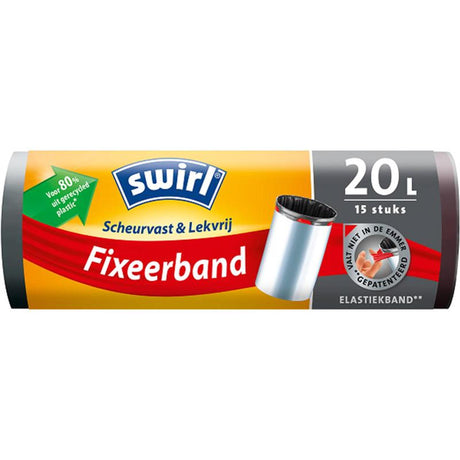 Swirl pedal skraldespandstaske med elastisk fastgørelsesbånd 20 liter rulle med 10 poser 480x515mm, 80% genbrugsplast