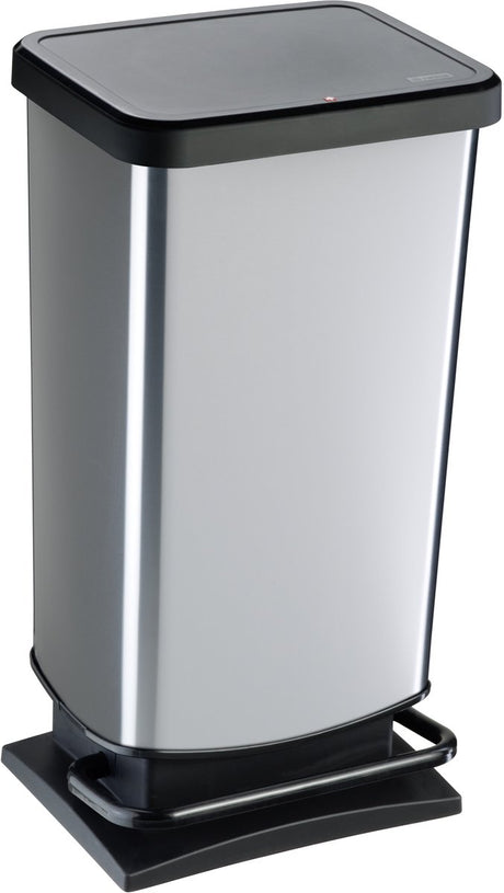 Rotho paso pedaalemmer - prullenbak 40l - bpa vrij - zilver metallic