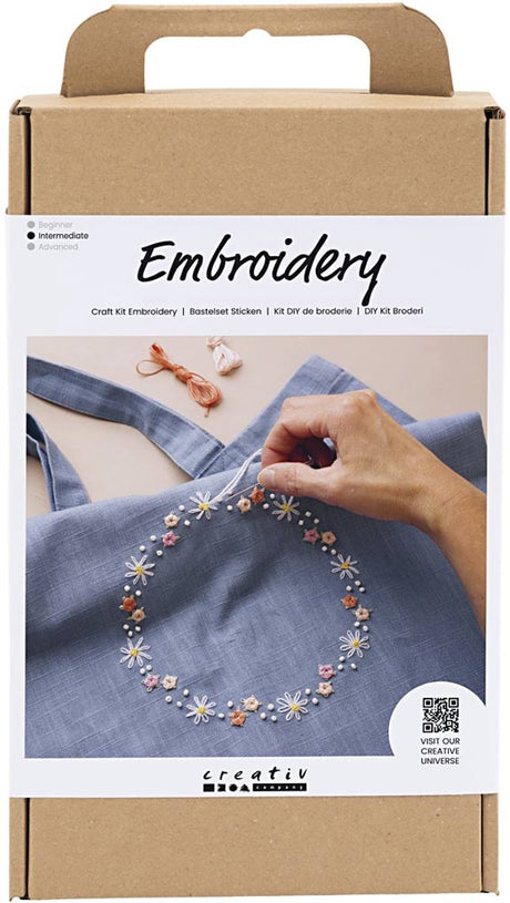Creativ Company Hobbyset Broderi Pigeon Blå bærepose