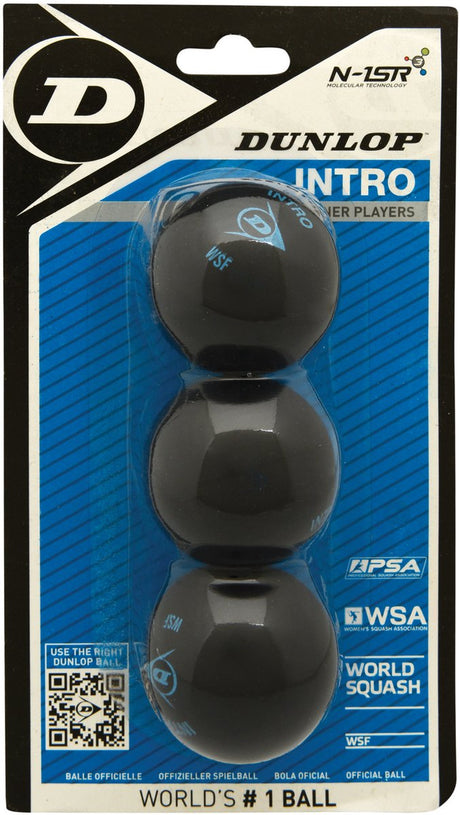 Dunlop intro - squashbolde begynder - 3ball blister - sort
