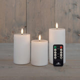 Anna's collection stompkaarsset met 3d vlam effect wax wit oplaadbaar, met afstandsbediening en usb kabel ø7,5x10 12 15cm