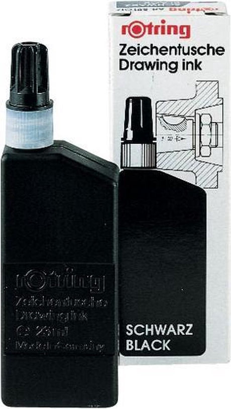 Rotring isograph flydende blæk i flaske | sort | 23 ml fyldepen blæk