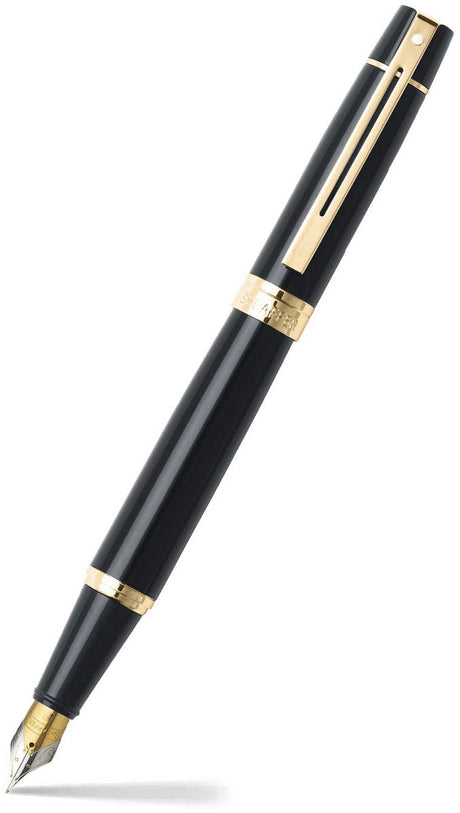 Sheaffer fyldepen - 300 e9325 - f - blank sort guld tone - sf-e0932543
