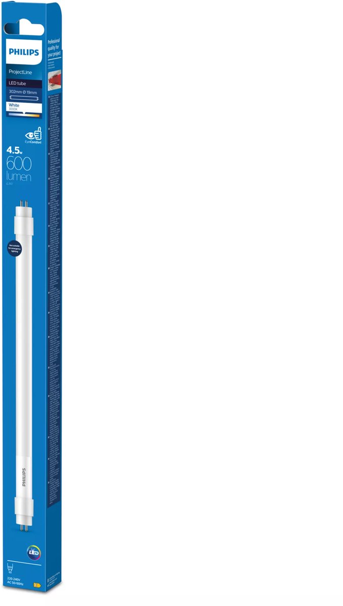 Philips led philips projectline led tl buis - t5 mini - 4.5w - g5 - helderwit licht - 300 mm