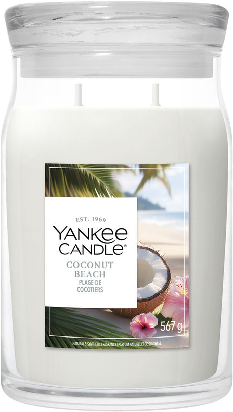 Yankee lys - kokosstrand stor krukke duftlys - 90 brændende timer - to væger