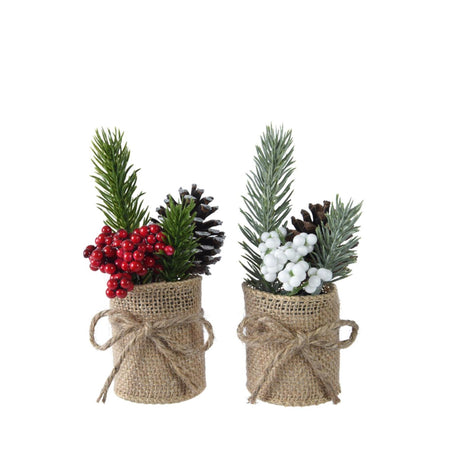 Decoris kunst julestykke i jutepotte ø5xh15cm