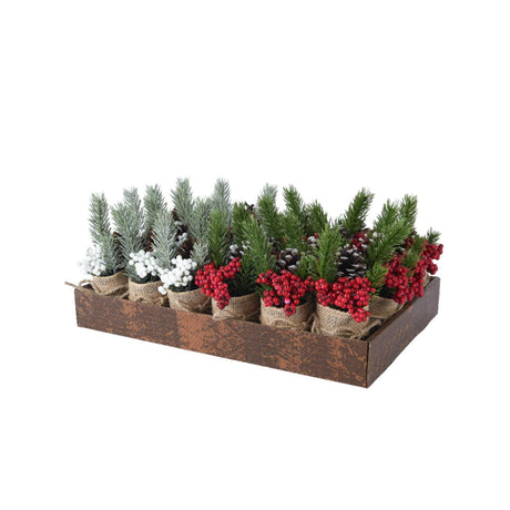 Decoris kunst julestykke i jutepotte ø5xh15cm