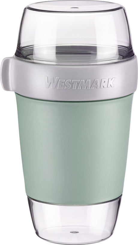 Westmark frokostgryde, stor, med 3 lækagesikre rum: 350 ml + 600 ml + 200 ml, plastik, naturlig BPA-fri, mintgrøn grå klar, 5287226m