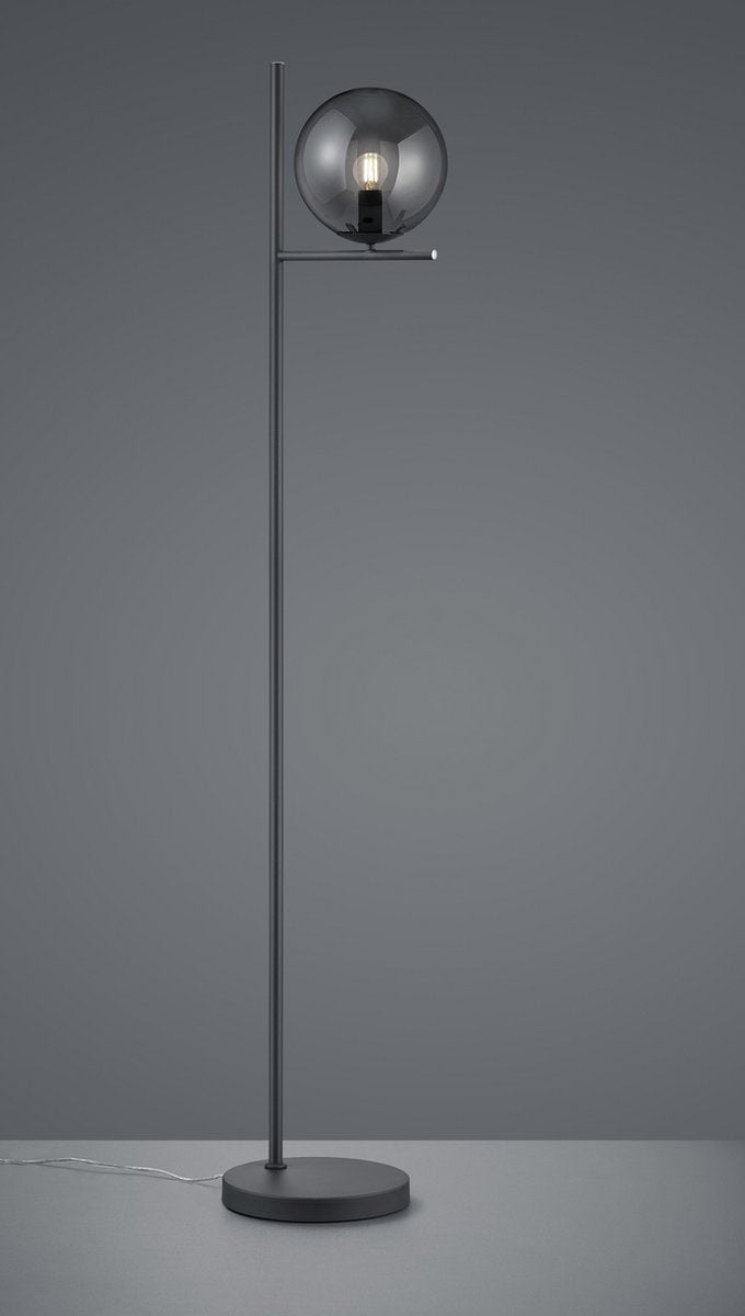 Trio pure - gulvlampe - antracit - ekskl. 1x e14 28w - røgfarvet glas