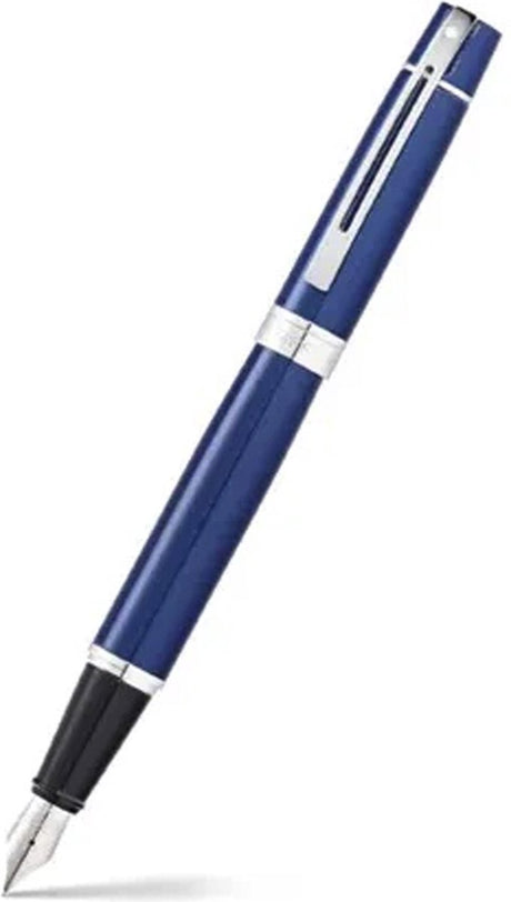 Sheaffer fyldepen - 300 - sort og blank blå med krom - nib m - inklusive konverter til påfyldning - sf-e0934153