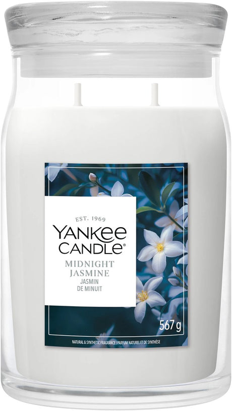 Yankee lys - midnat jasmin stor krukke duftlys - 90 brændende timer - to væge