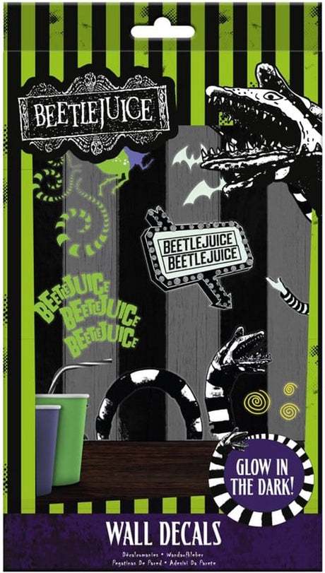 Paladone beetlejuice glød-i-mørke vægmærkater – officielt licenseret klistermærkesæt med 50 klistermærker, dekoration i retro gyserværelse –