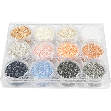 Creativ Company Rocailles Round Glass Perles 1,7 mm pastelfarver, 12x17 gram