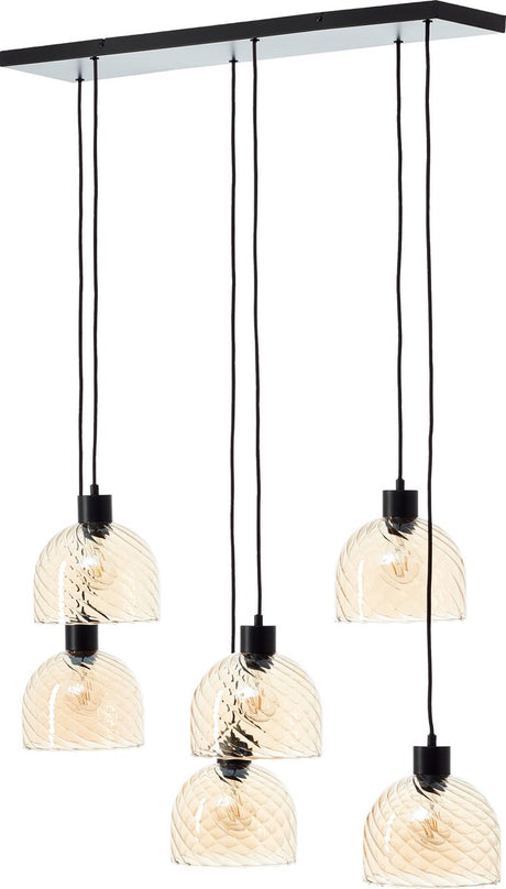 Brilliant casto - hængelampe - 6-lys - e27 max 6x25w - glas - rav - sort