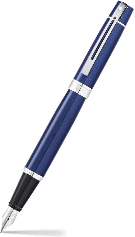 Sheaffer fyldepen 300 e9341 - f - blank blå forkromet - sf-e0934143