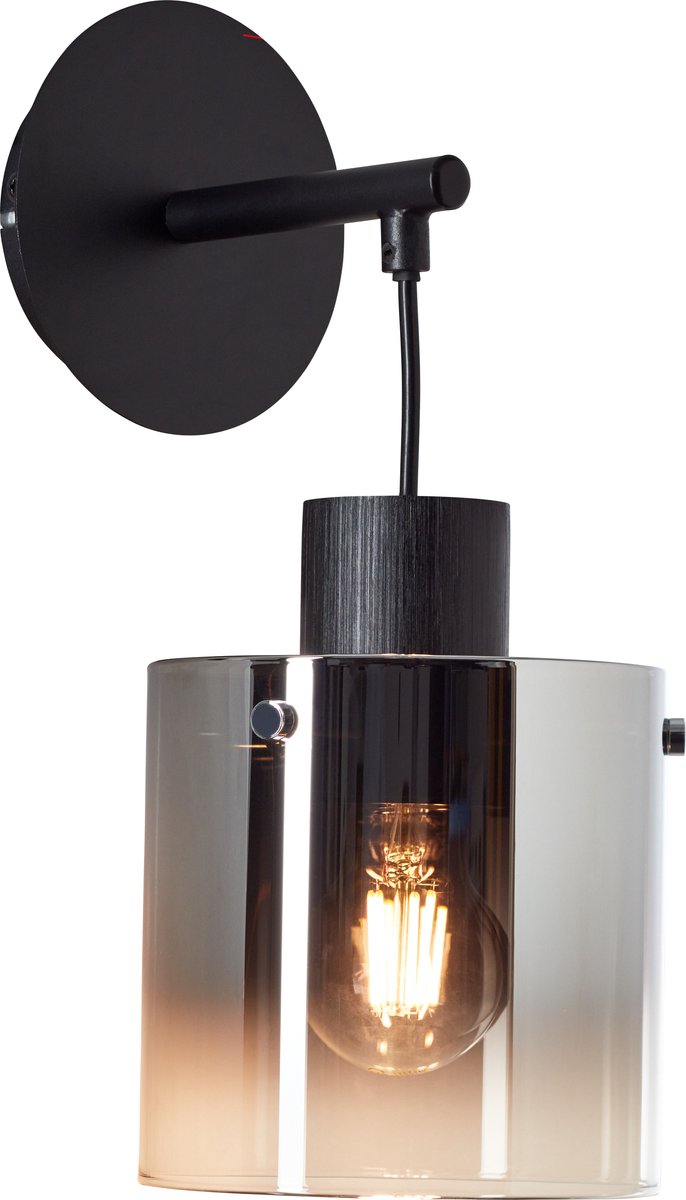 Brilliant simonis - væglampe - e27 max 1x52w - sort røget glas