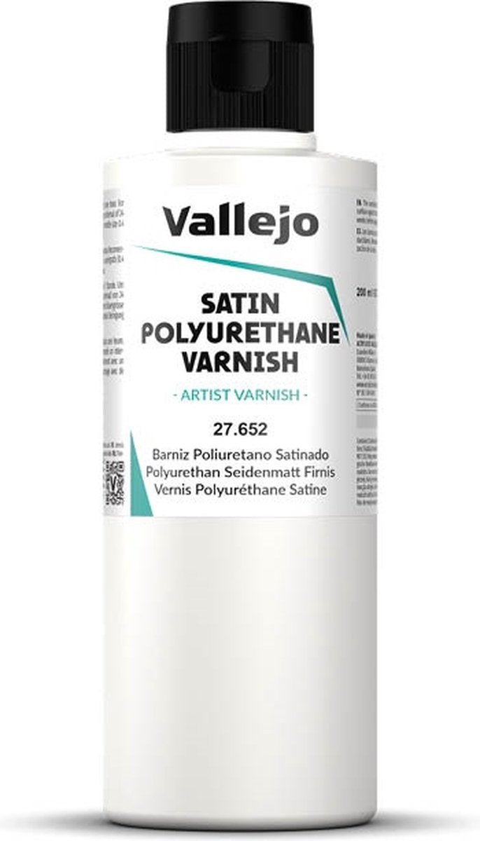 Vallejo hobby maling - 27652 satin polyurethan lak - maling flaske - 200 ml