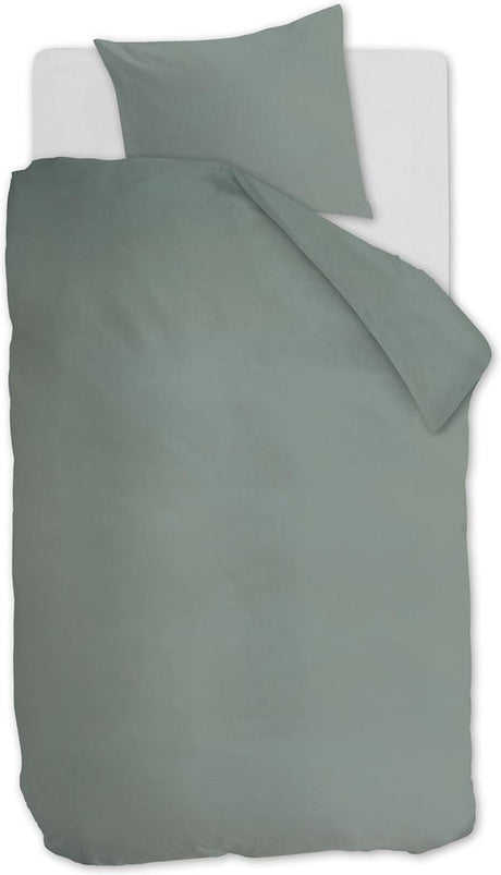 Ambiante cotton uni dekbedovertrek - effen - eenpersoons - 140x200 220 cm - groen