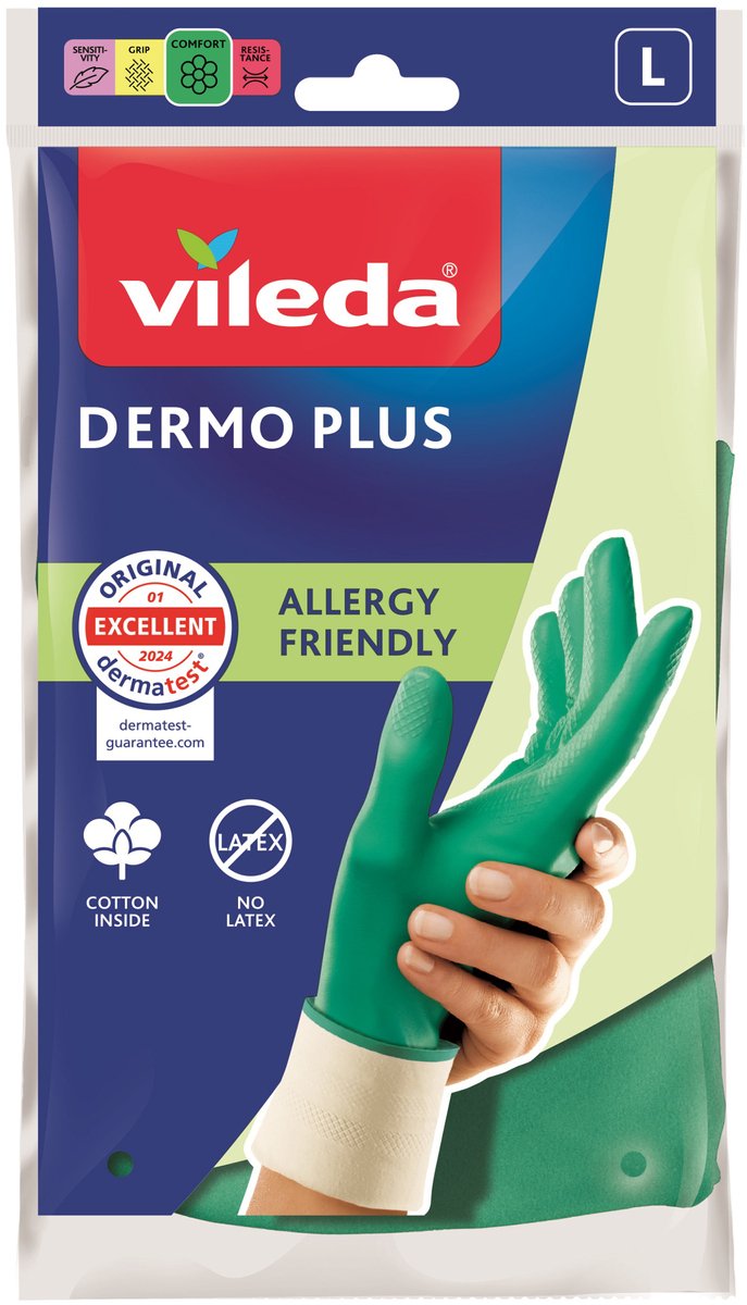 Vileda dermo plus-serien - handsker - nitril - størrelse l - behagelige