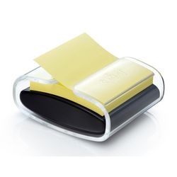 Post-it set notitieblok dispenser zwart 1x super sticky z-notes geel