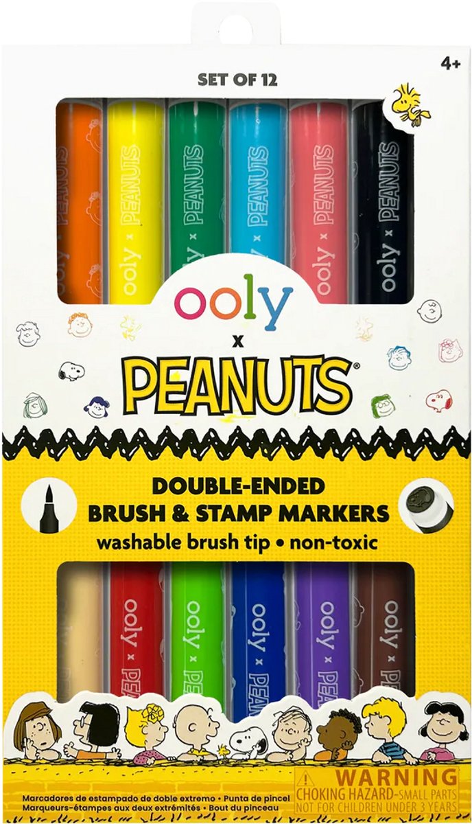 Ooly - x peanuts - snoopy dobbeltsidede tuscher og frimærker - 12 stk.