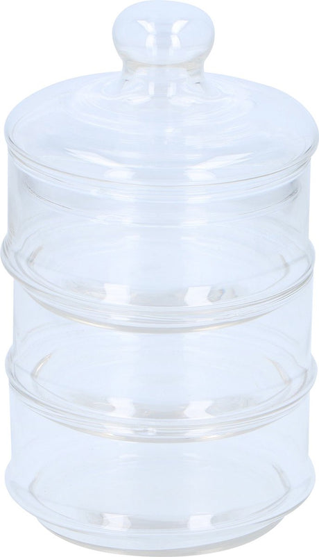 Alpina kitchen home alpina – voorraadpot – 3-laags – transparant – kleurloos – ø12x23cm met deksel snoeppot