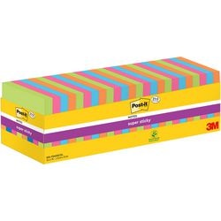 Post-it værdipakke: ® super sticky notes - neon orange, neon grøn, fuchsia, middelhavsblå, 76 mm x 76 mm, 21 blokke + 3 gratis