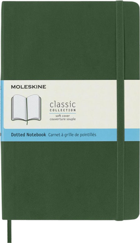 Moleskine klassisk notesbog - stor - blødt omslag - prikket - myrtegrøn